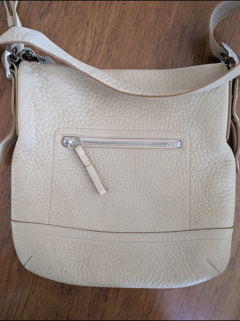 Coach Pebble Leather Tassel Hobo Bag in Beige - Picture 3 of 4